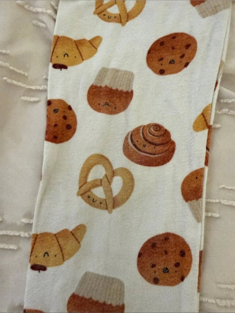 Old Navy White Kids Pajama Top with Brown & Yellow Bakery Print